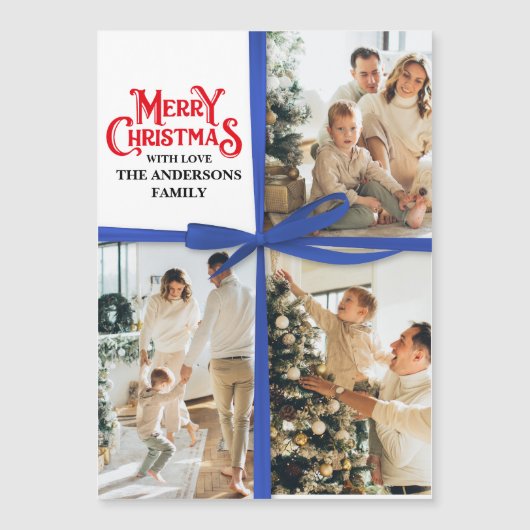 Blue Gift Wrapped Family Photo collage Christmas (Voorkant)