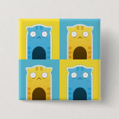 Blue Ginger Cat Square Button (Voorkant)