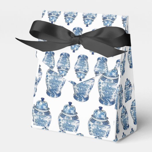 Blue Ginger Jar Jars Ribbon Party Favor Box Bedankdoosjes (Voorkant Zijde)
