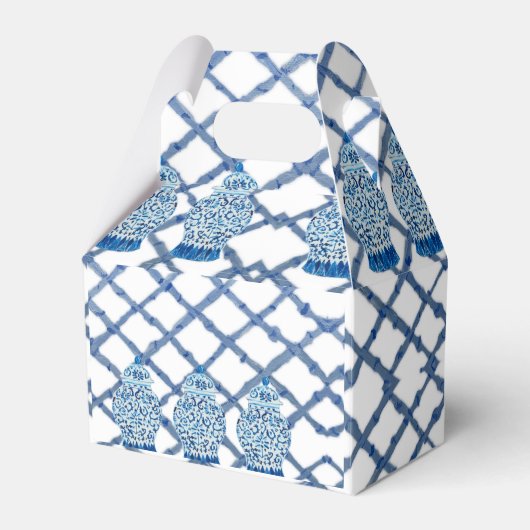 Blue Ginger Jar Jars Ribbon Party Favor Box Bedankdoosjes (Voorkant Zijde)