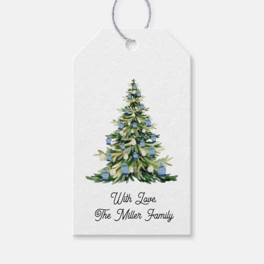 Blue Ginger Jar Kerstboom Cadeaulabel (Voorkant)