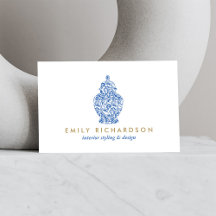 Blue Ginger Jar Pottery Logo Designer White/Blue