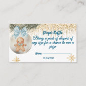blue Gingerbread boy in Bauble Diaper raffle Informatiekaartje (Voorkant)