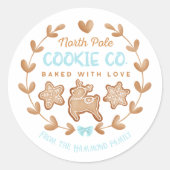 Blue Gingerbread Christmas Cookies Exchange Ronde Sticker (Voorkant)