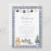 Blue Gingerbread Gingham Christmas Kaart (Voorkant)