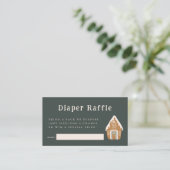 Blue Gingerbread House Diaper Raffle Ticket  Informatiekaartje (Staand voorkant)