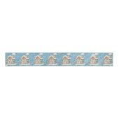 Blue Gingerbread House on Blue Glitter Grosgrain Lint (Voorkant)