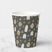 Blue Gingerbread House Pattern Baby Shower Papieren Bekers (Voorkant)