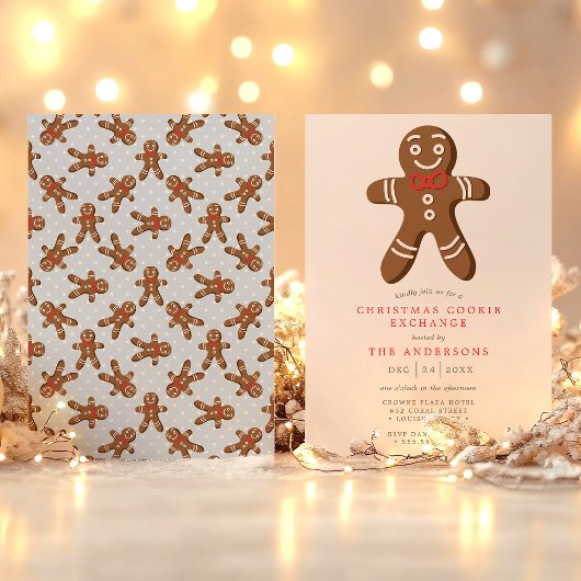 Blue Gingerbread Man Cookie Exchange Kerstmis Kaart