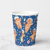 Blue Gingerbread Man Holiday Paper Cup Set Papieren Bekers (Rechts)