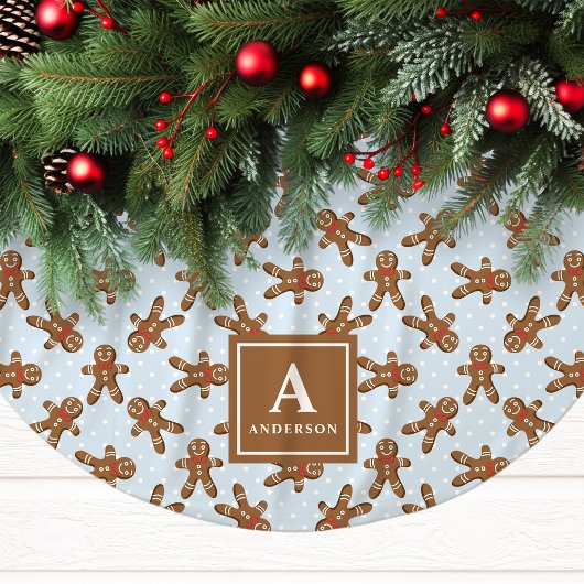 Blue Gingerbread Man Monogram Kerstmis Kerstboom Rok
