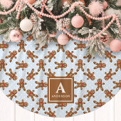 Blue Gingerbread Man Monogram Kerstmis Kerstboom Rok