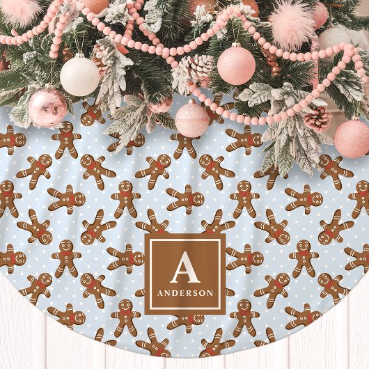 Blue Gingerbread Man Monogram Kerstmis Kerstboom Rok
