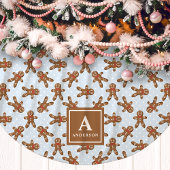 Blue Gingerbread Man Monogram Kerstmis Kerstboom Rok