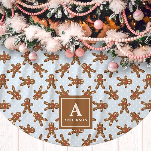 Blue Gingerbread Man Monogram Kerstmis Kerstboom Rok