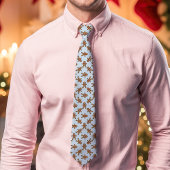 Blue Gingerbread Man Polka Dot Christmas Stropdas