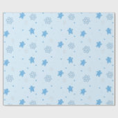 Blue Gingerbread Man Snowflakes Kerstmispatroon Cadeaupapier (Vlak)