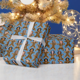 Blue Gingerbread Vrienden en Familie Vakantie Cadeaupapier