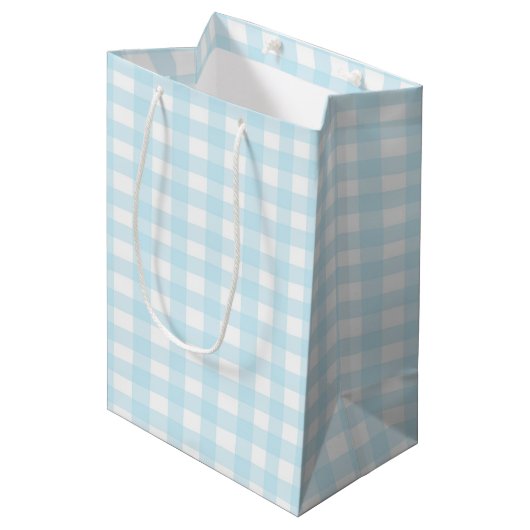 Blue Gingham 1 Medium Cadeauzakje (Voorkant Gekanteld)