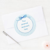 Blue Gingham 2 Ronde Sticker (Envelop)