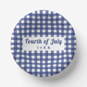 Blue Gingham 4 juli Red White en Blue Papieren Kommen (Voorkant)
