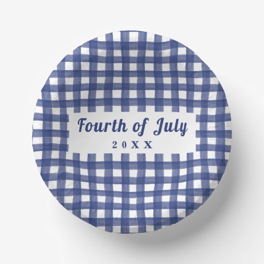 Blue Gingham 4 juli Red White en Blue Papieren Kommen (Voorkant)