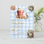 Blue Gingham A Merry Little Baby Shower  Kaart (Staand voorkant)