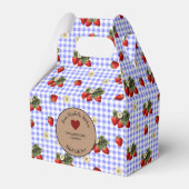 Blue Gingham Aardbeien Voedsel Gift Bedankdoosjes (Achterkant)