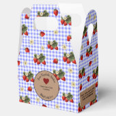 Blue Gingham Aardbeien Voedsel Gift Bedankdoosjes (Geopend)