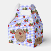Blue Gingham Aardbeien Voedsel Gift Bedankdoosjes (Voorkant Zijde)
