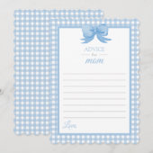 Blue Gingham Advice for Mam Baby shower Briefpapie Kaart (Voorkant / Achterkant)