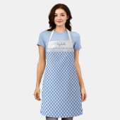 Blue Gingham All-Over Print Apron Schort (Gedragen)