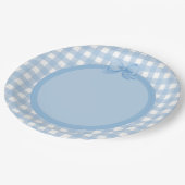 Blue Gingham and Bow Party Bord (Gekanteld)