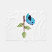 Blue Gingham Baby Bird met borduurbladeren Fleece Deken (Voorkant (Horizontaal))