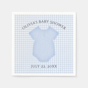 Blue Gingham Baby Boy Bodysuit Baby shower Servet