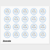 Blue Gingham Baby Boy breekt Baby shower Ronde Sticker (Vel)