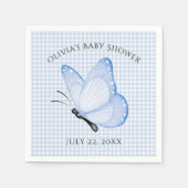Blue Gingham Baby Boy Butterfly Baby shower Servet (Voorkant)