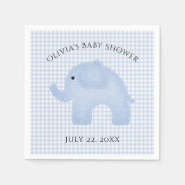 Blue Gingham Baby Boy Elephant Baby shower Paper Servet