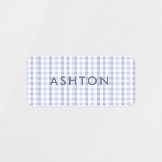 Blue Gingham Baby Boy Naam Iron op Labels (Design 1)