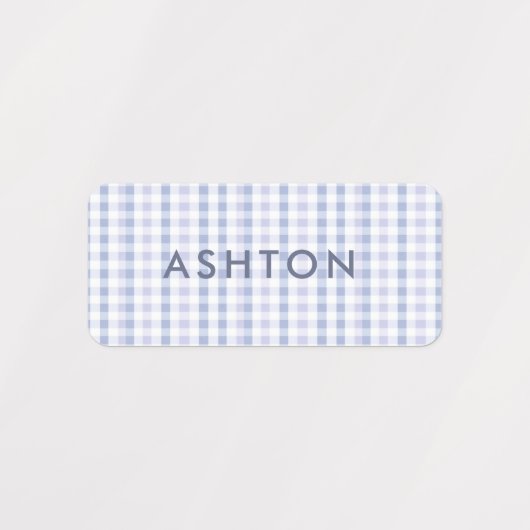 Blue Gingham Baby Boy Naam Iron op Labels (Design 2)