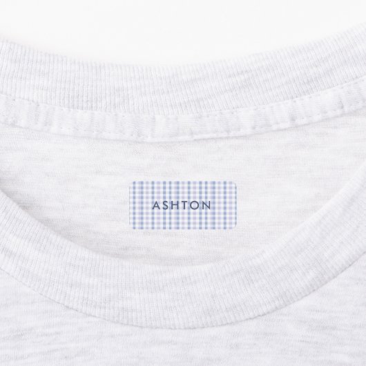Blue Gingham Baby Boy Naam Iron op Labels (Aangebracht)