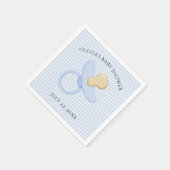 Blue Gingham Baby Boy Pacifier Baby shower Napkins Servet (Hoek)