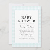 Blue Gingham Baby Boy Shower Kaart (Voorkant)