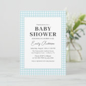 Blue Gingham Baby Boy Shower Kaart (Staand voorkant)