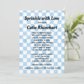 Blue Gingham Baby Boy Shower Sprinkle Invitation Kaart (Staand voorkant)