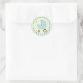 Blue Gingham Baby Carriage Sticker (Tas)