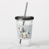 Blue Gingham Baby Cow Pastel Farm Aesthetic Acryl Drinkbeker (Achterkant)