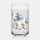 Blue Gingham Baby Cow Pastel Farm Aesthetic Blikvorm Glas (Achterkant)