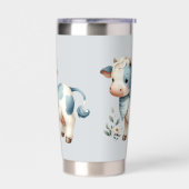 Blue Gingham Baby Cow Pastel Farm Aesthetic Geïsoleerde Drinkbeker (Links)