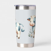 Blue Gingham Baby Cow Pastel Farm Aesthetic Geïsoleerde Drinkbeker (Rechts)